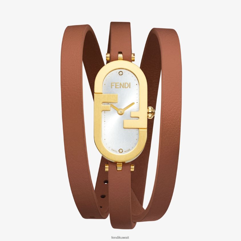 Fendi بني نحيف 14.80 × 28.30 ملم - ساعة بيضاوية بشعار أولوك RTJZ317 مُكَمِّلات