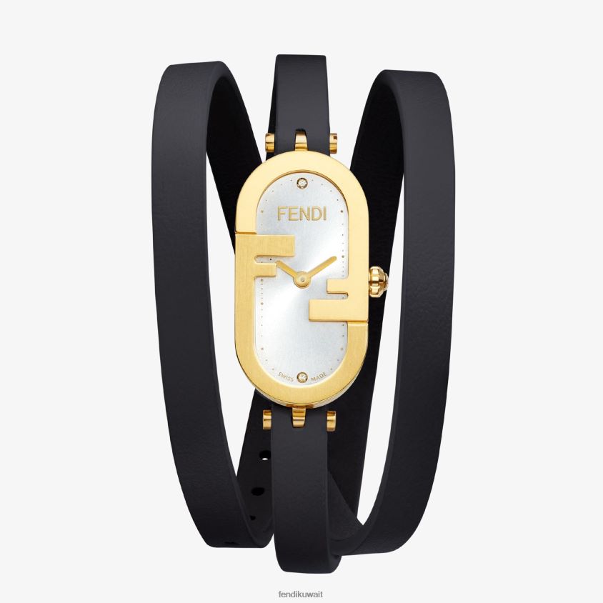 Fendi أسود نحيف 14.80 × 28.30 ملم - ساعة بيضاوية بشعار أولوك RTJZ319 مُكَمِّلات