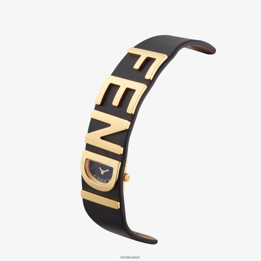 Fendi أسود نحيف 17.80 × 19.80 ملم - سوار الساعة مع الحروف RTJZ38 مُكَمِّلات