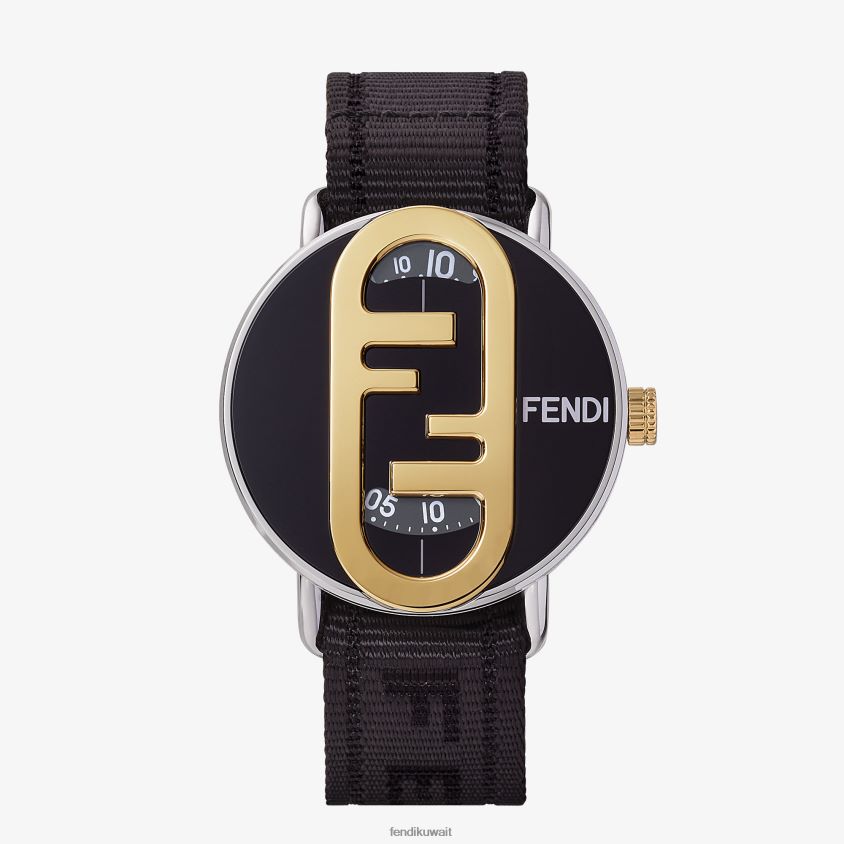 Fendi فضة رجال 42 ملم - ساعة دائرية بشعار أولوك RTJZ2347 مُكَمِّلات