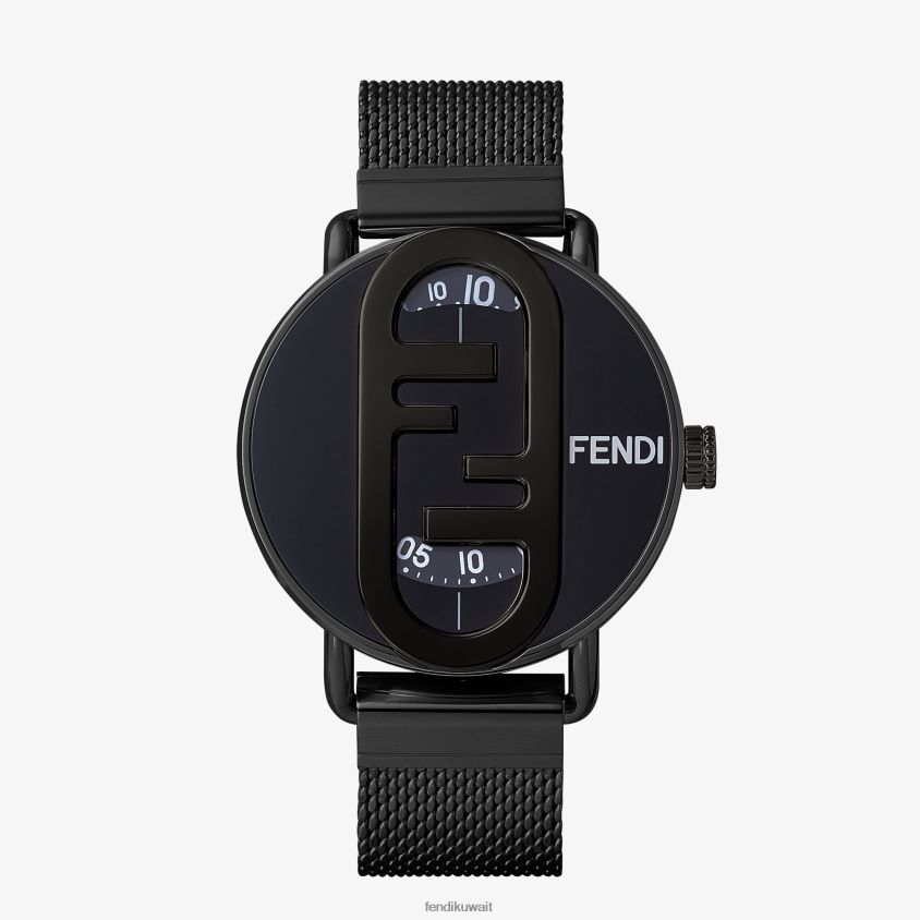 Fendi أسود رجال 42 ملم - ساعة دائرية بشعار أولوك RTJZ2360 مُكَمِّلات