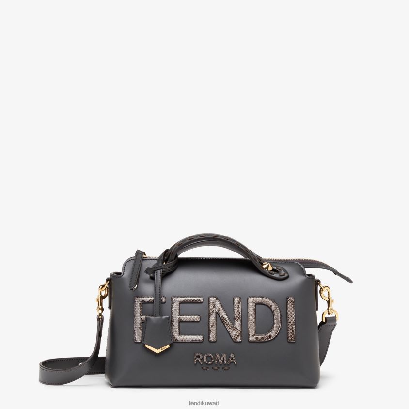 Fendi رمادي نحيف حقيبة جلدية وElaphe بوسطن RTJZ844 مُكَمِّلات