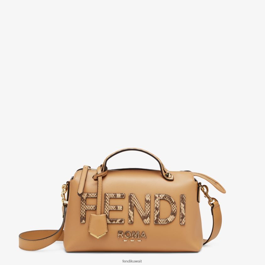 Fendi بني نحيف حقيبة جلدية وElaphe بوسطن RTJZ878 مُكَمِّلات