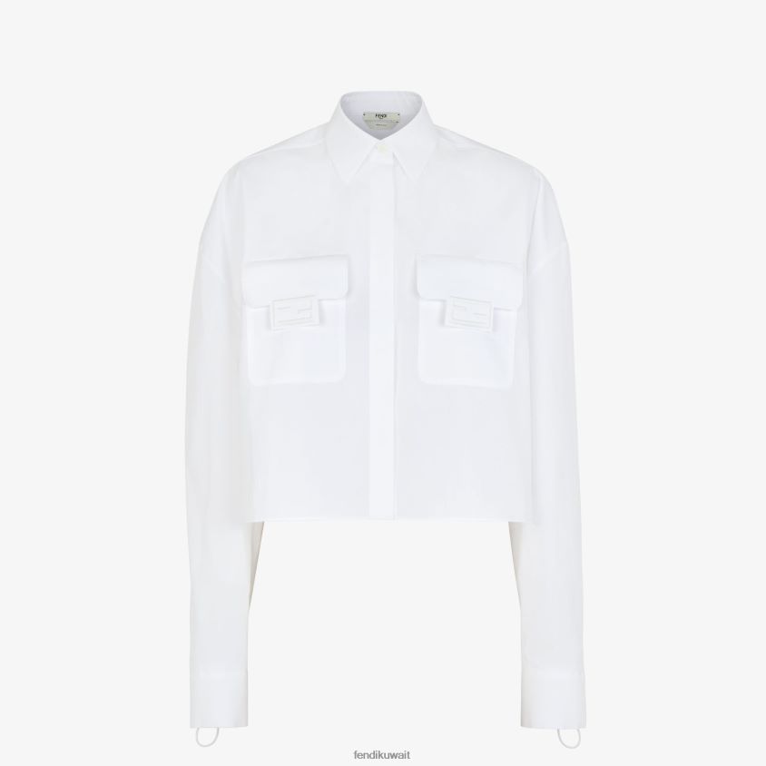 Fendi أبيض نحيف قميص البوبلين RTJZ1016 ثياب