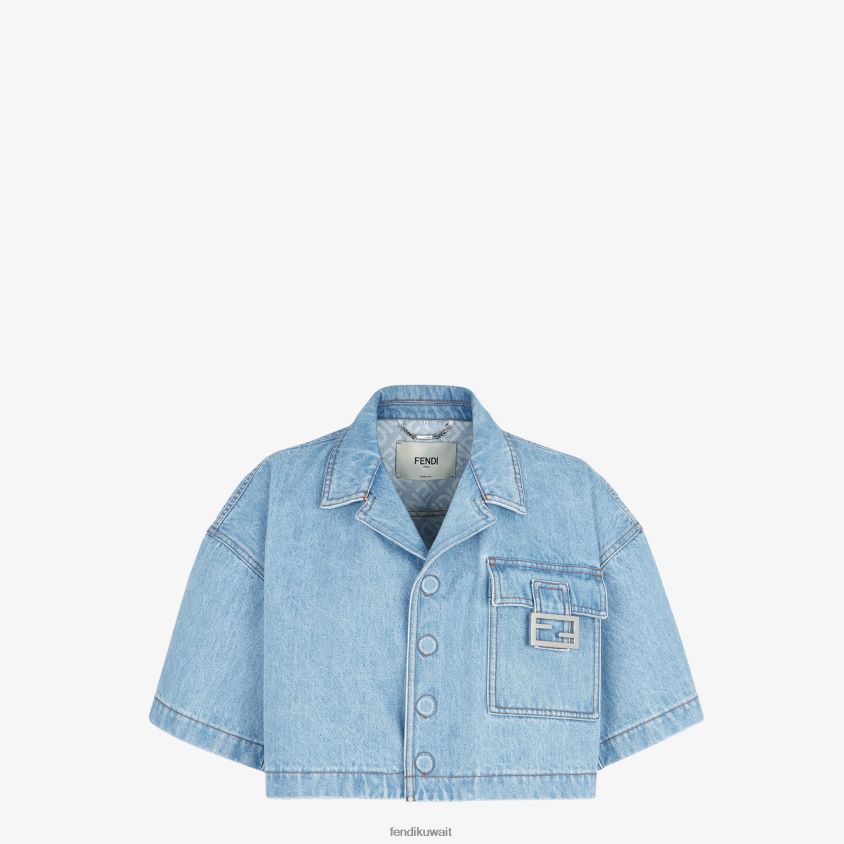 Fendi أزرق نحيف سترة من الدنيم RTJZ1019 ثياب