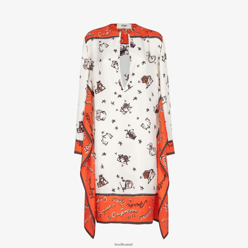Fendi البرتقالي نحيف فستان حرير RTJZ1020 ثياب