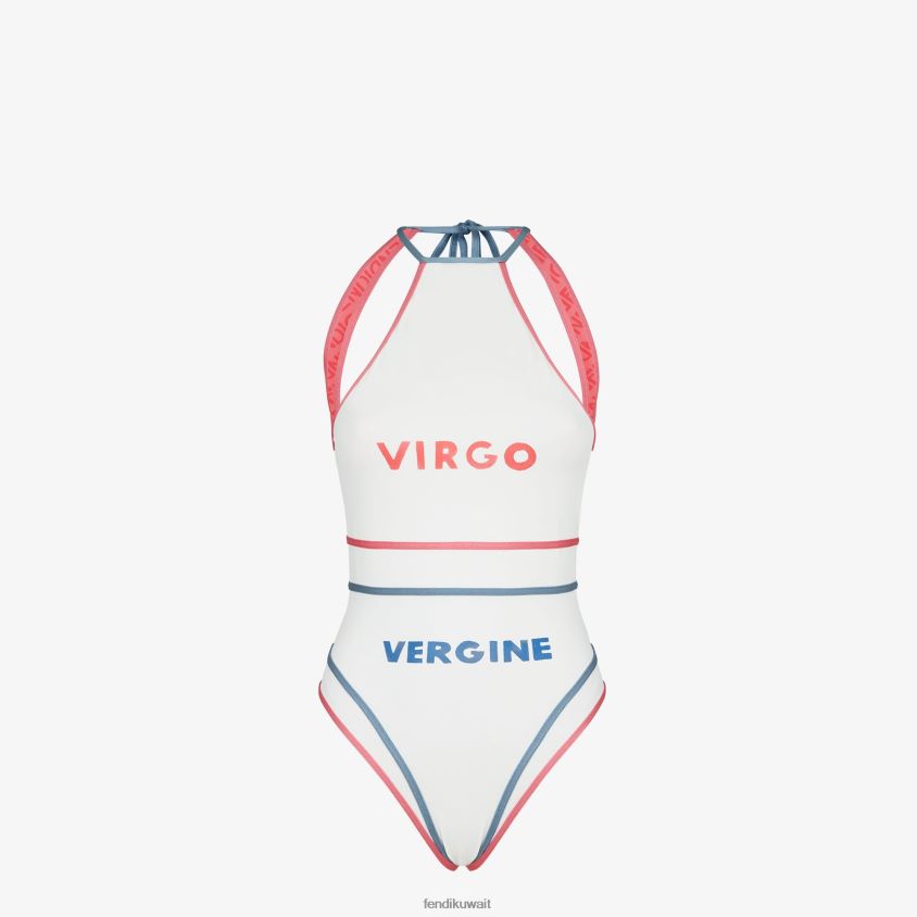 Fendi أبيض نحيف ملابس السباحة ليكرا RTJZ1023 ثياب