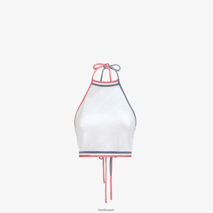 Fendi أبيض نحيف أعلى فسكوزي RTJZ1032 ثياب