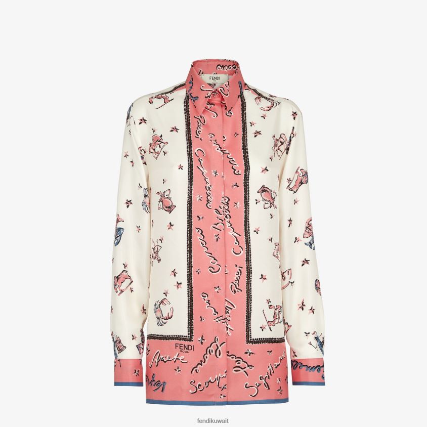 Fendi متعدد الألوان نحيف قميص من الحرير RTJZ1037 ثياب