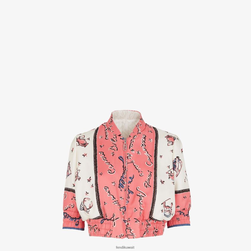 Fendi متعدد الألوان نحيف سترة بومبر حريرية ذات وجهين RTJZ1041 ثياب