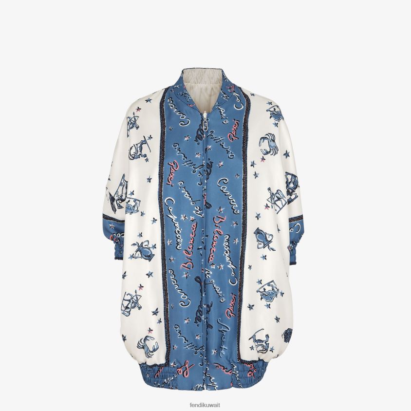 Fendi متعدد الألوان نحيف سترة بومبر حريرية ذات وجهين RTJZ1043 ثياب