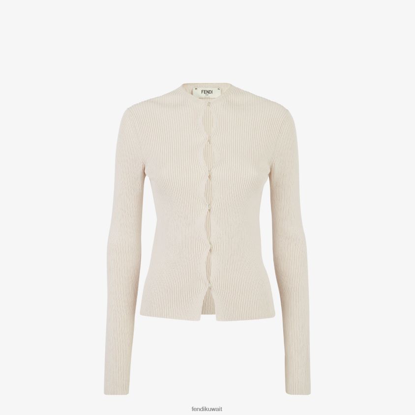 Fendi اللون البيج نحيف سترة من القطن RTJZ1064 ثياب