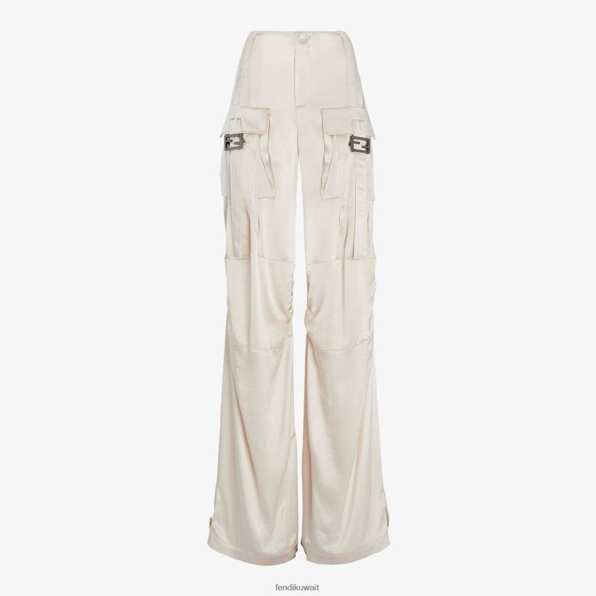 Fendi اللون البيج نحيف السراويل فسكوزي RTJZ1067 ثياب