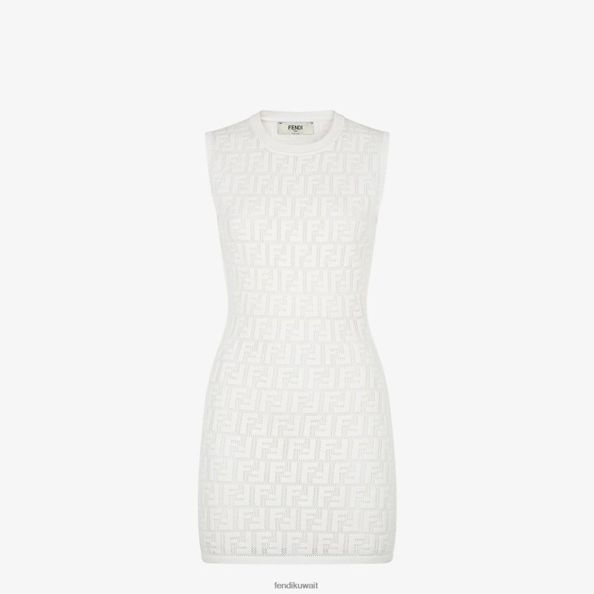 Fendi أبيض نحيف فستان فسكوزي RTJZ1071 ثياب