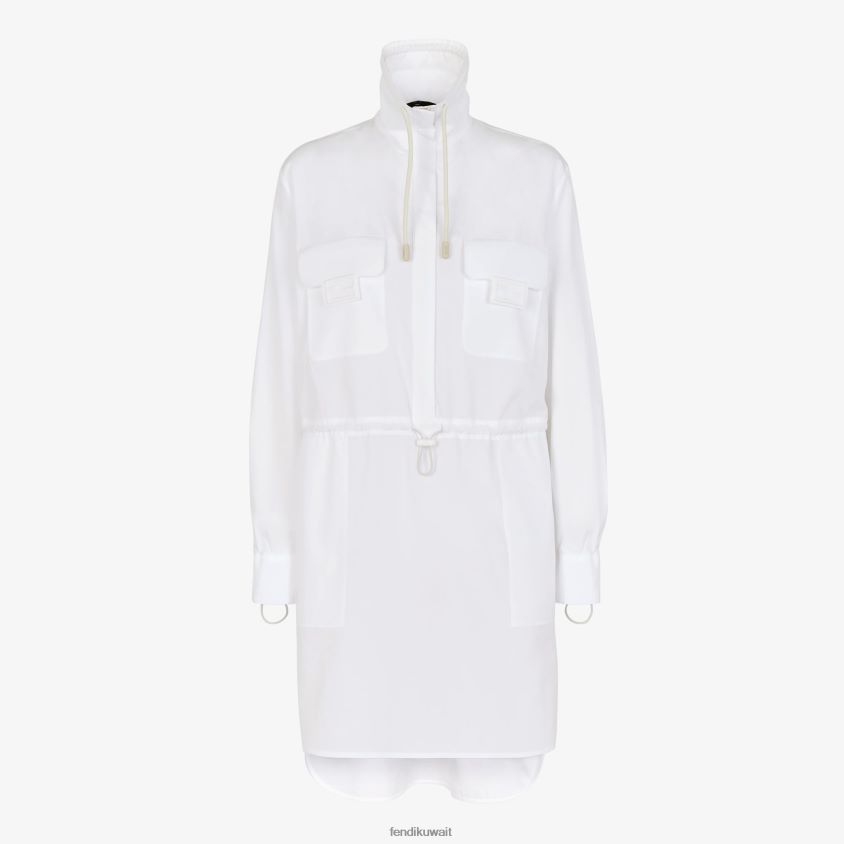 Fendi أبيض نحيف فستان من القطن RTJZ1074 ثياب
