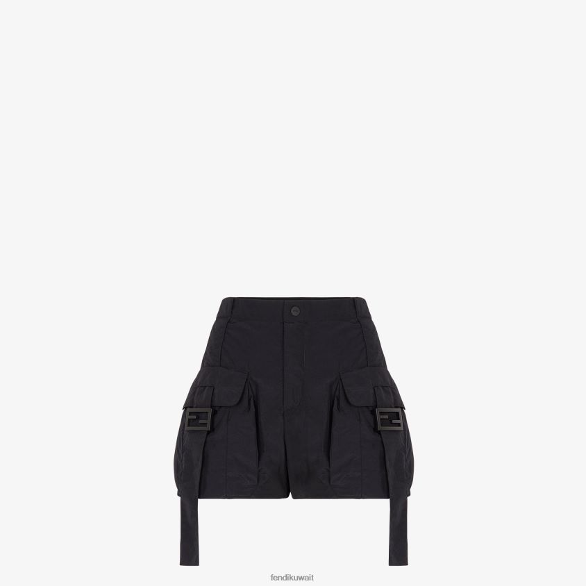 Fendi أسود نحيف شورت نايلون RTJZ1076 ثياب