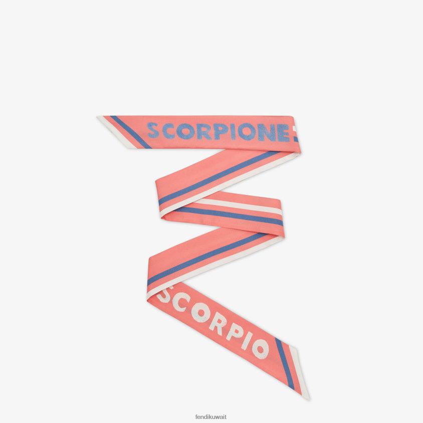 Fendi لون القرنفل نحيف عصابة حرير ملفوفة RTJZ108 مُكَمِّلات