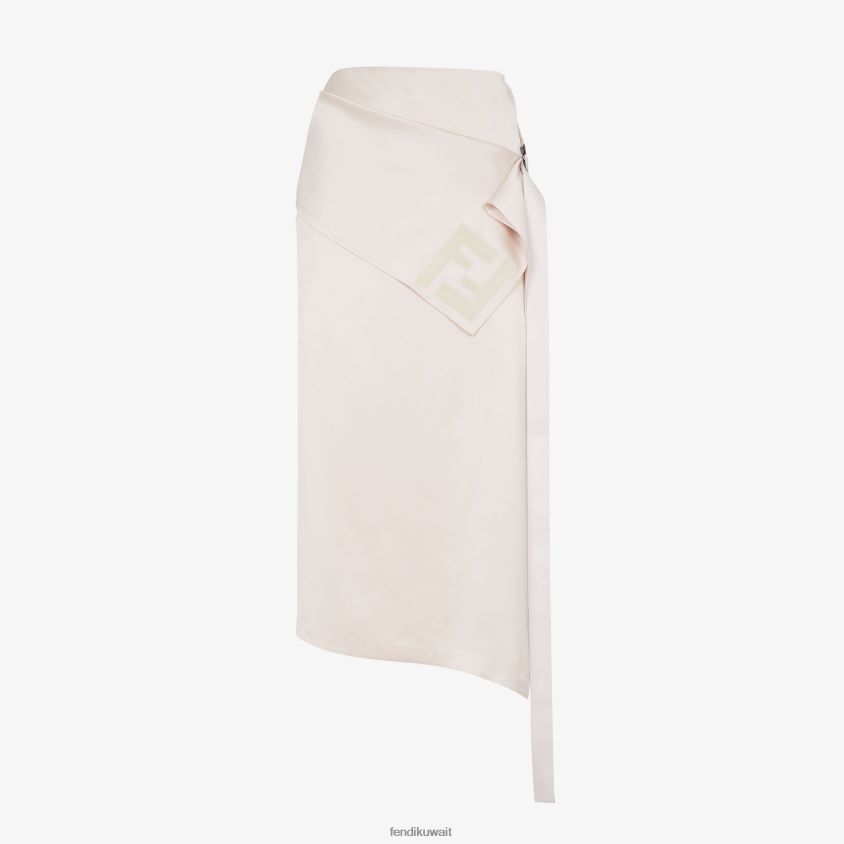 Fendi اللون البيج نحيف تنورة حريرية RTJZ1089 ثياب