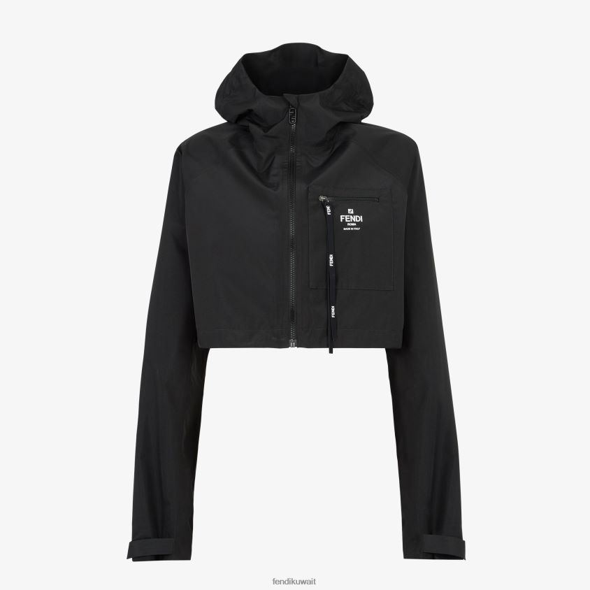 Fendi أسود نحيف سترة واقية من النايلون RTJZ1097 ثياب