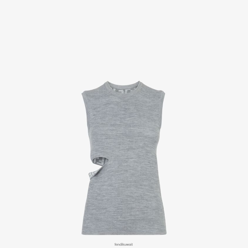 Fendi رمادي نحيف قمة الصوف RTJZ1100 ثياب