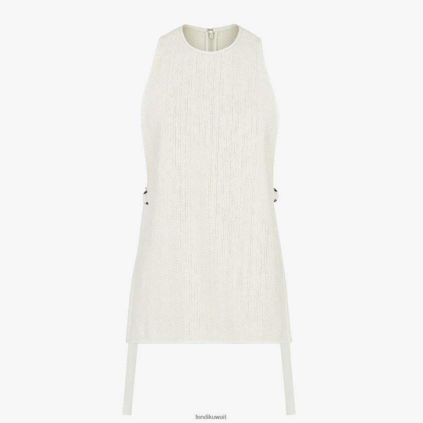 Fendi أبيض نحيف جزء علوي من الجلد المنسوج RTJZ1103 ثياب