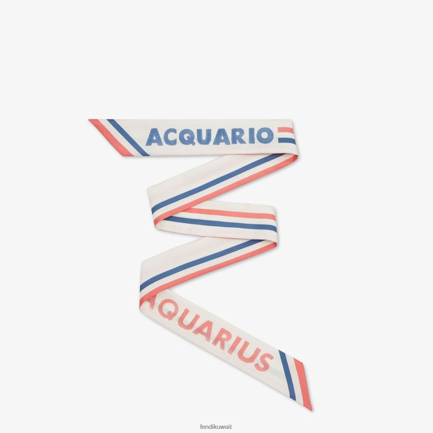 Fendi أبيض نحيف عصابة حرير ملفوفة RTJZ111 مُكَمِّلات