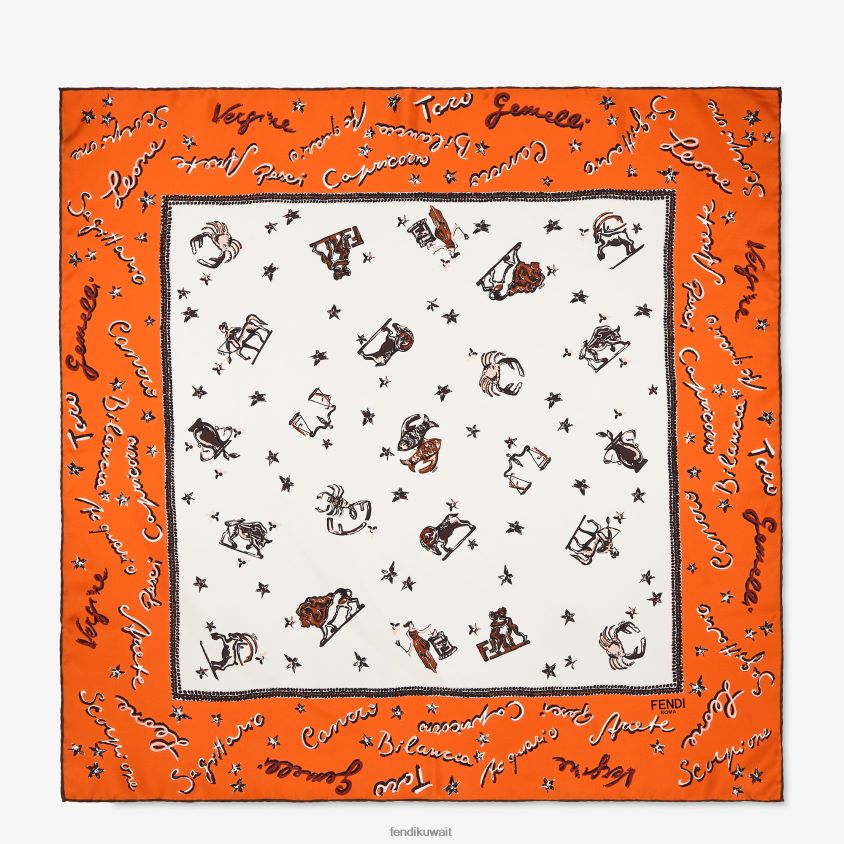 Fendi متعدد الألوان نحيف فولار حرير مطبوع RTJZ112 مُكَمِّلات