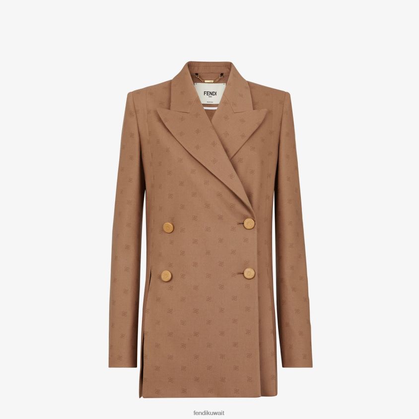 Fendi بني نحيف سترة من الصوف RTJZ1129 ثياب