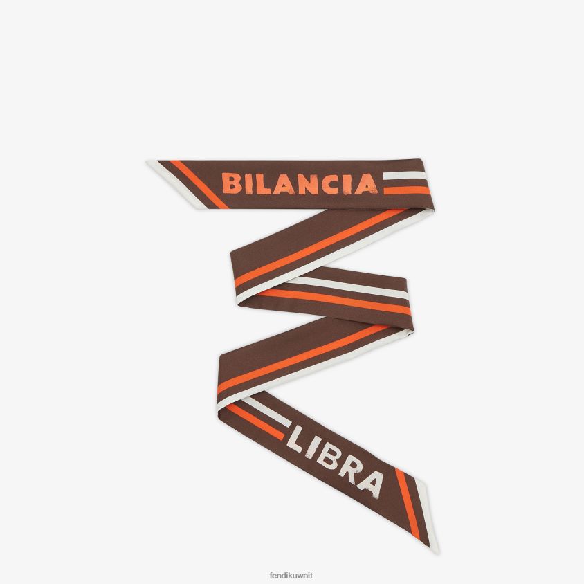 Fendi بني نحيف عصابة حرير ملفوفة RTJZ113 مُكَمِّلات