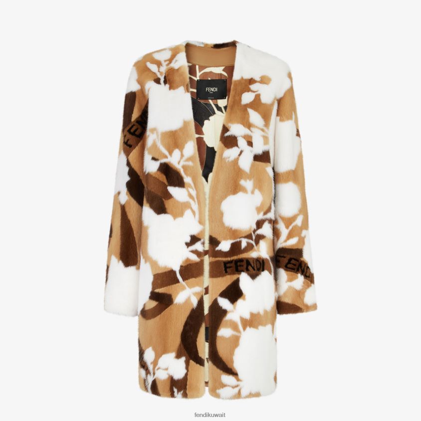 Fendi متعدد الألوان نحيف معطف المنك RTJZ1139 ثياب