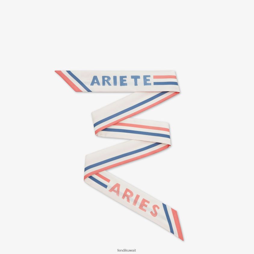 Fendi أبيض نحيف عصابة حرير ملفوفة RTJZ114 مُكَمِّلات