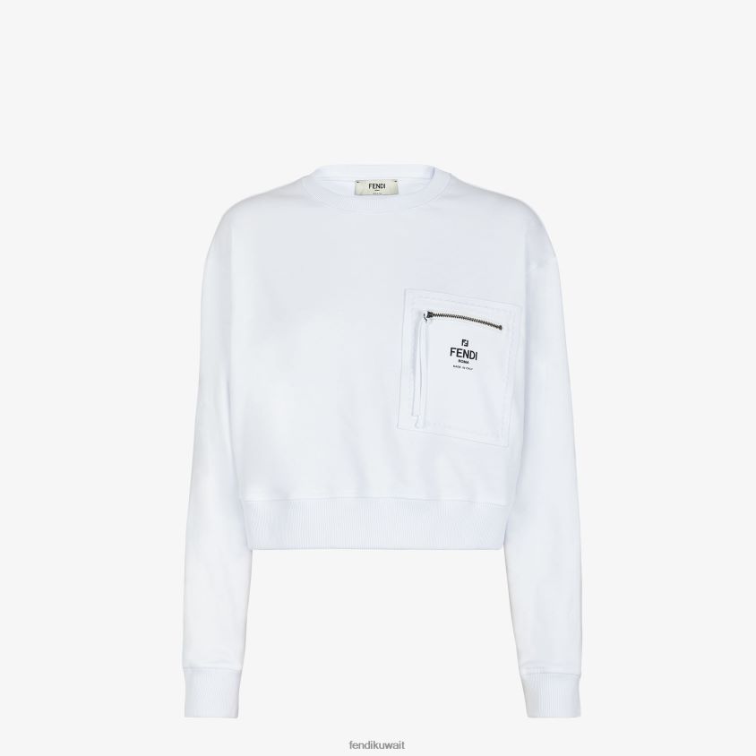 Fendi أبيض نحيف سترة جيرسي RTJZ1144 ثياب