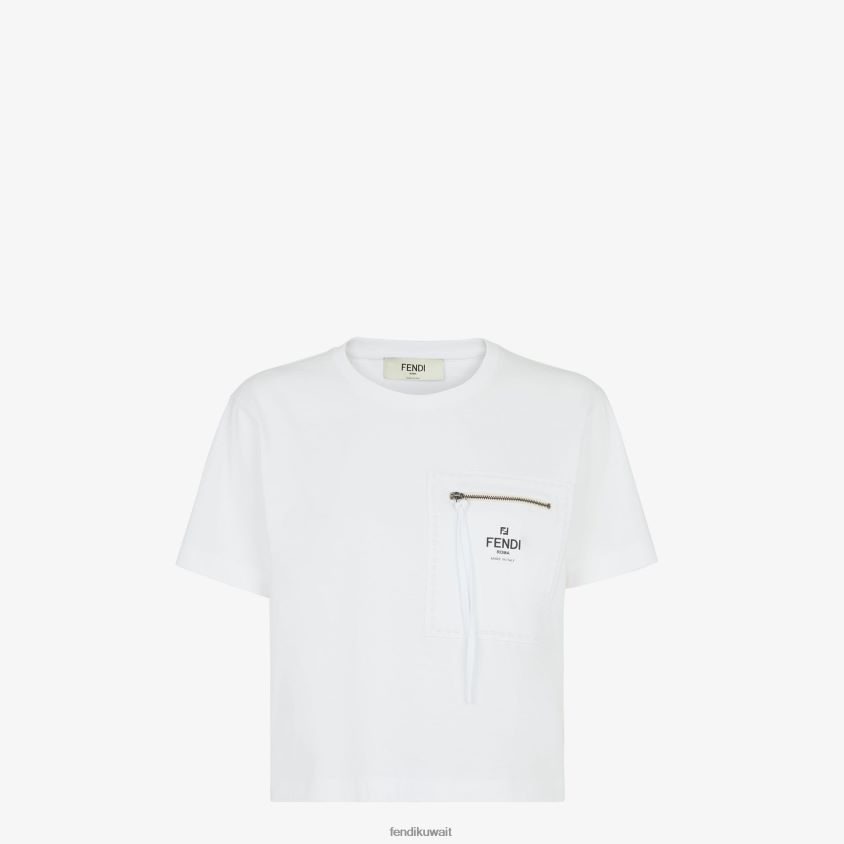 Fendi أبيض نحيف تي شيرت جيرسي RTJZ1145 ثياب