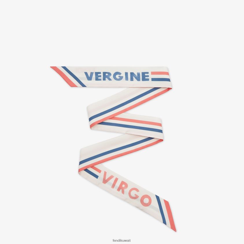 Fendi أبيض نحيف عصابة حرير ملفوفة RTJZ115 مُكَمِّلات