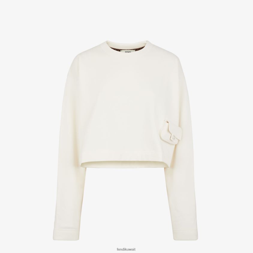 Fendi أبيض نحيف سترة جيرسي RTJZ1151 ثياب