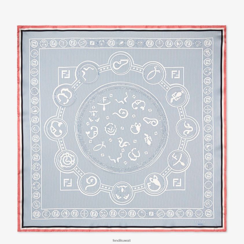 Fendi متعدد الألوان نحيف فولار حرير مطبوع RTJZ117 مُكَمِّلات