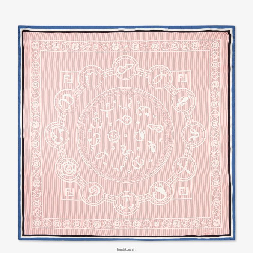 Fendi متعدد الألوان نحيف فولار حرير مطبوع RTJZ118 مُكَمِّلات