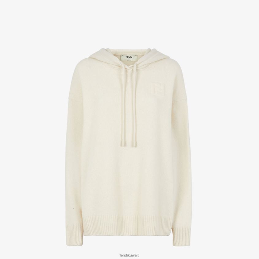 Fendi أبيض نحيف سترة الكشمير RTJZ1187 ثياب