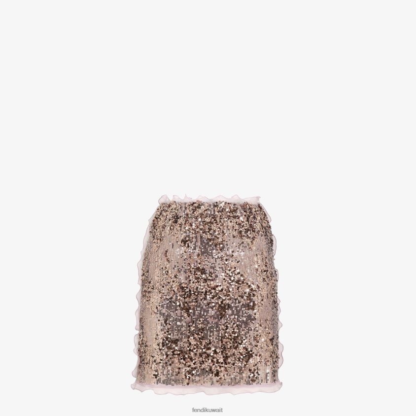 Fendi أرجواني نحيف تنورة قصيرة مع تطريز الترتر أرجواني RTJZ1193 ثياب