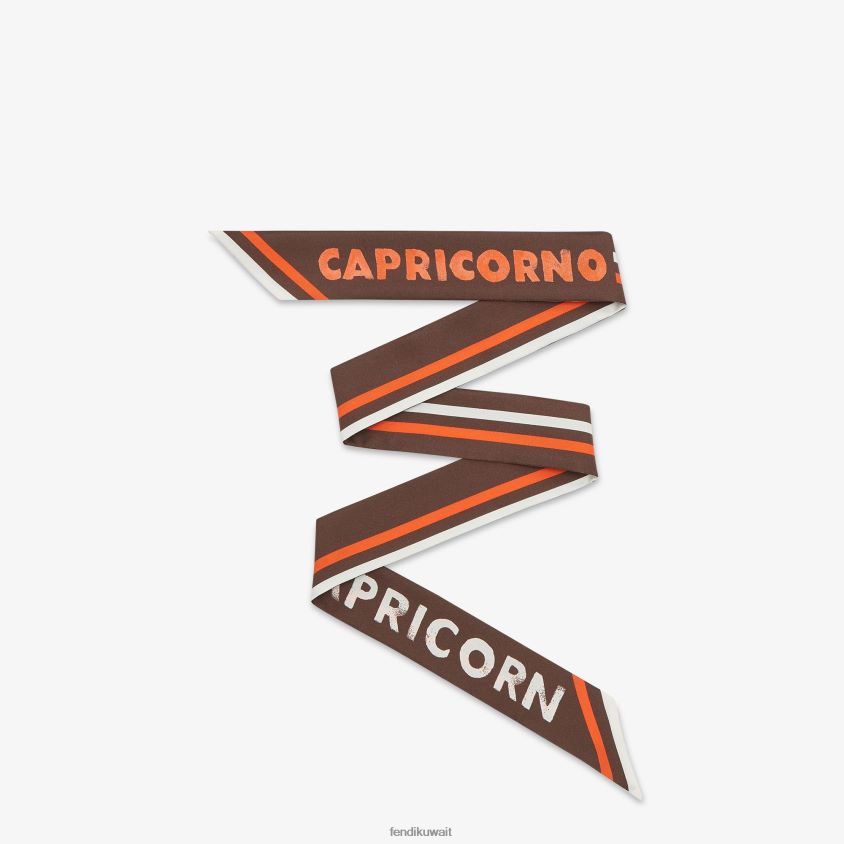 Fendi بني نحيف عصابة حرير ملفوفة RTJZ123 مُكَمِّلات