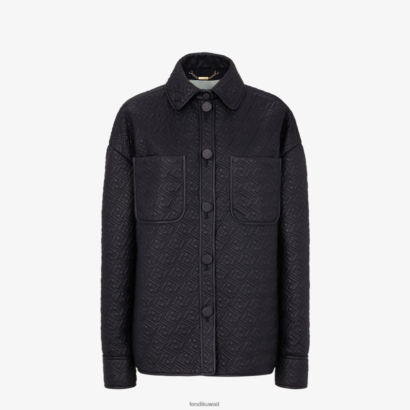 Fendi أسود نحيف سترة من جلد النابا RTJZ1236 ثياب