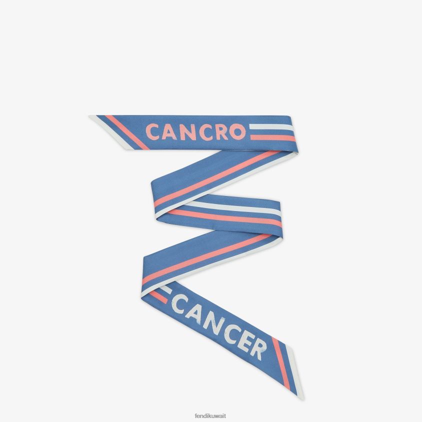 Fendi أزرق نحيف عصابة حرير ملفوفة RTJZ124 مُكَمِّلات