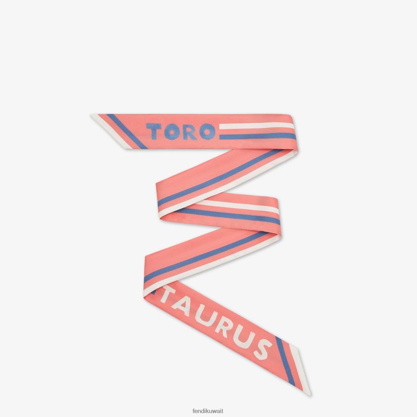 Fendi لون القرنفل نحيف عصابة حرير ملفوفة RTJZ125 مُكَمِّلات