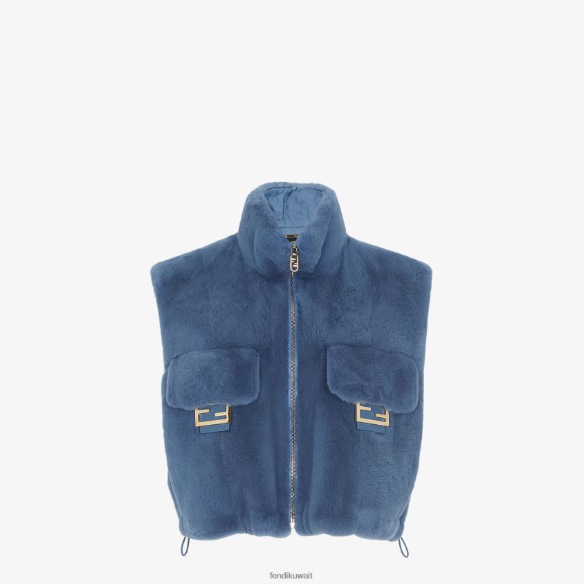 Fendi أزرق نحيف سترة المنك RTJZ1253 ثياب
