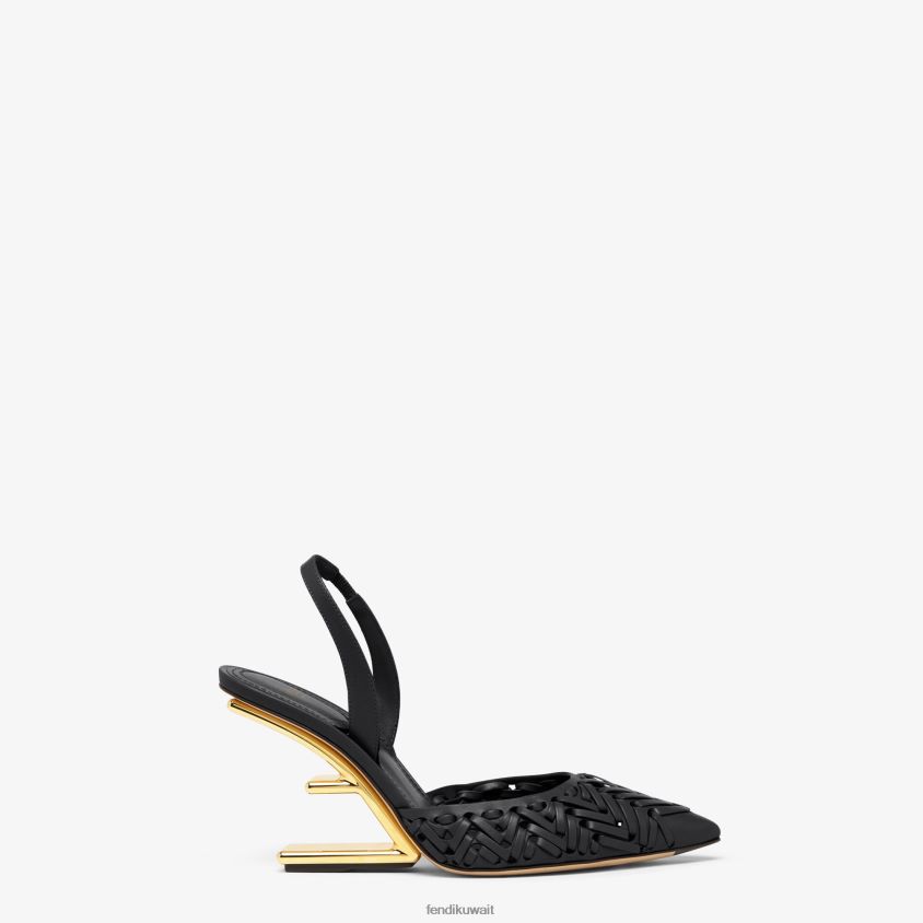 Fendi أسود نحيف أحذية خفيفة جلدية ذات الكعب العالي RTJZ1274 أحذية