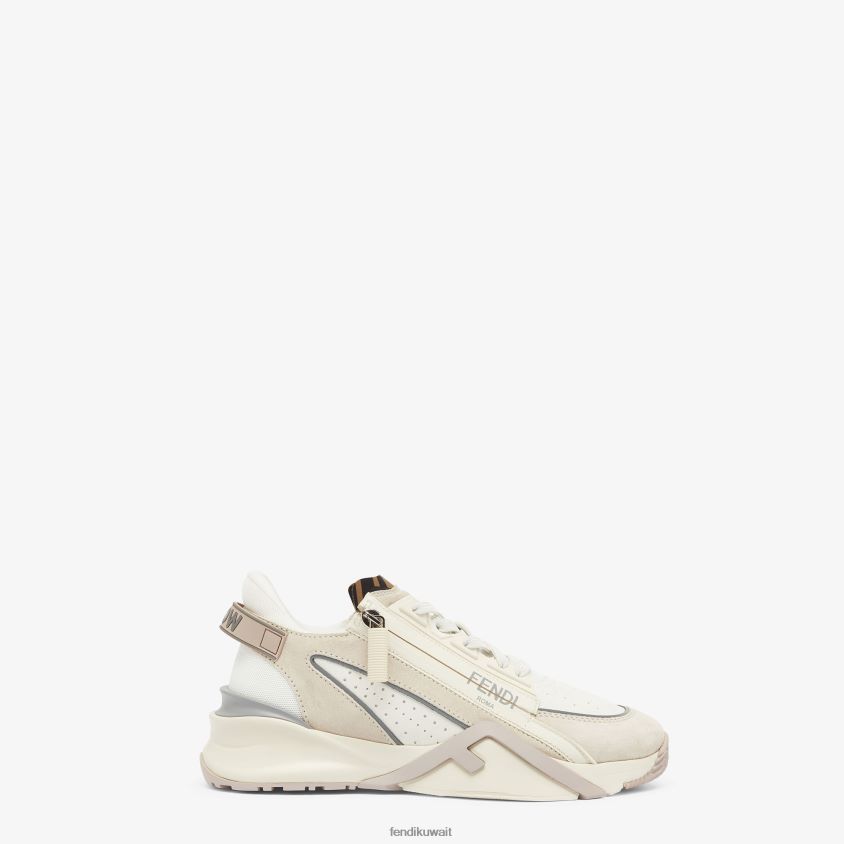 Fendi أبيض نحيف قمم منخفضة من جلد الغزال RTJZ1287 أحذية