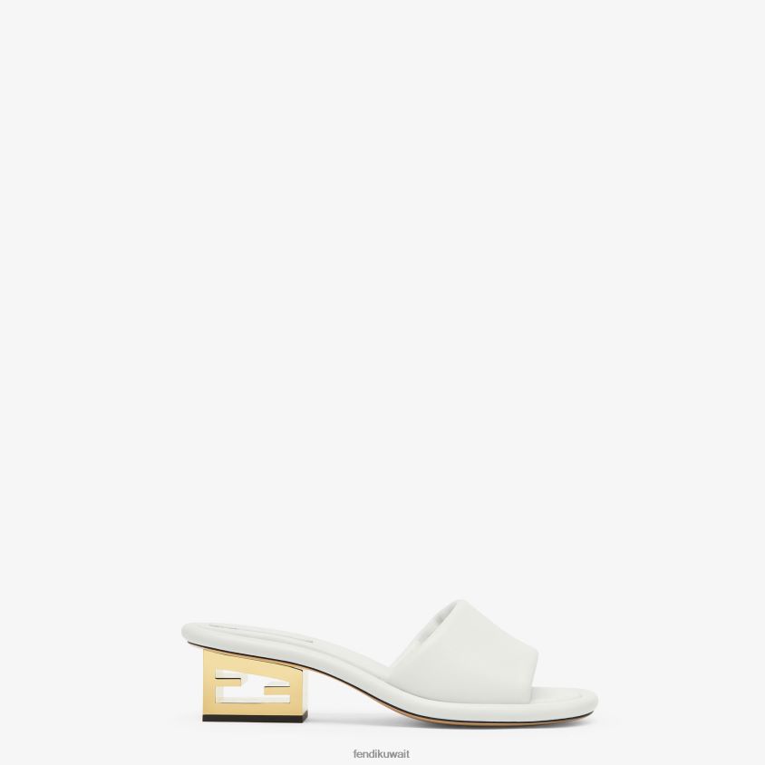 Fendi أبيض نحيف شرائح جلد نابا RTJZ1292 أحذية
