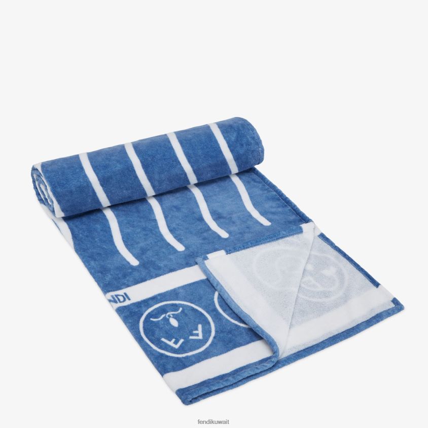 Fendi أزرق نحيف منشفة الشاطئ القطنية RTJZ131 مُكَمِّلات