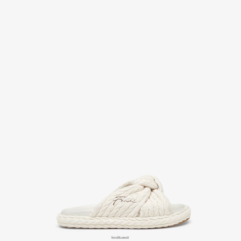 Fendi اللون البيج نحيف شرائح النسيج RTJZ1311 أحذية