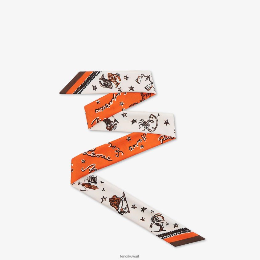 Fendi البرتقالي نحيف عصابة حرير ملفوفة RTJZ132 مُكَمِّلات